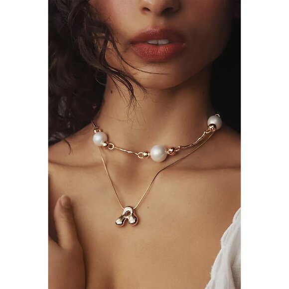 ANTHROPOLOGIE Bubble Letter Monogram Necklace Letter 'A' in Silver NWT - Picture 1 of 2